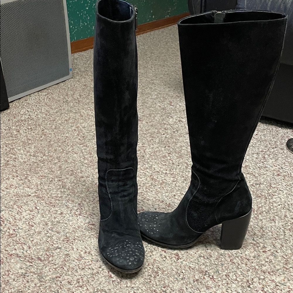 Rocco P Black suede Knee-High Women's heeled Boots